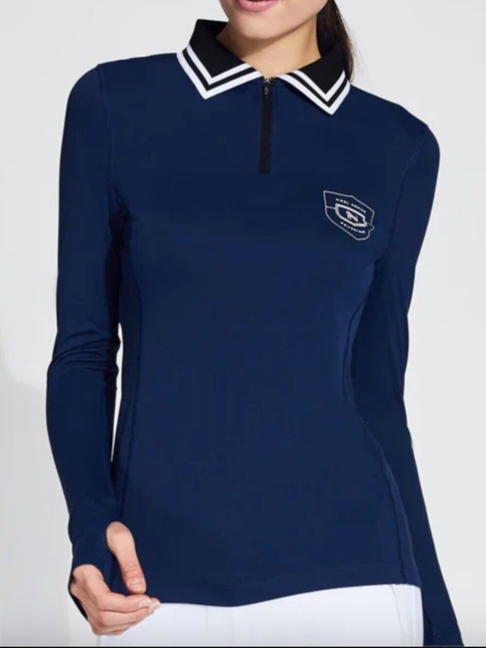 NOEL ASMAR Zipper Long Sleeve Polo Shirt, UPF50+Navy, XS (NEW, BUT WITHOUT TAGS)